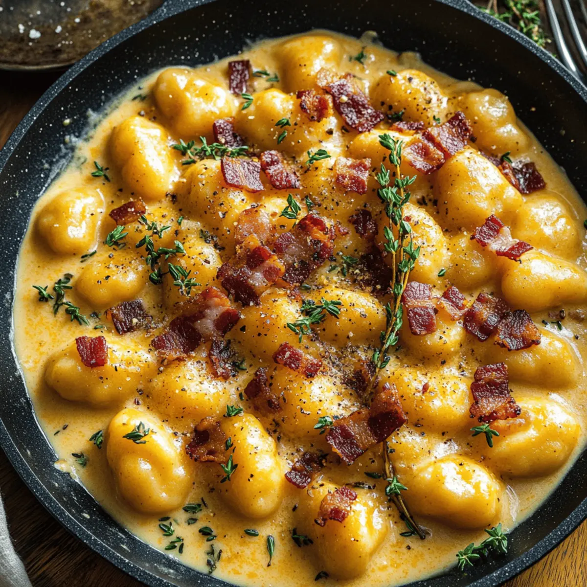Creamy Pumpkin Gnocchi with Bacon h1s521