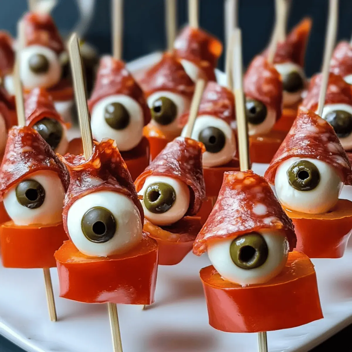 Creepy Skewered Salami Eyeballs for a Spooky Snack Attack