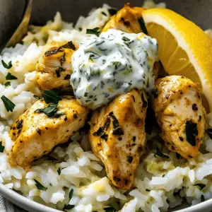 Dump-and-Bake Chicken Tzatziki Rice