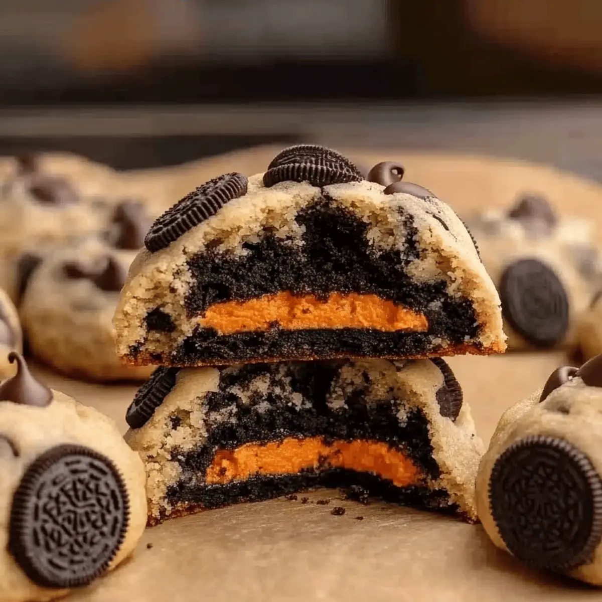 Halloween Oreo Stuffed Chocolate Chip Cookies for Spooky Delights