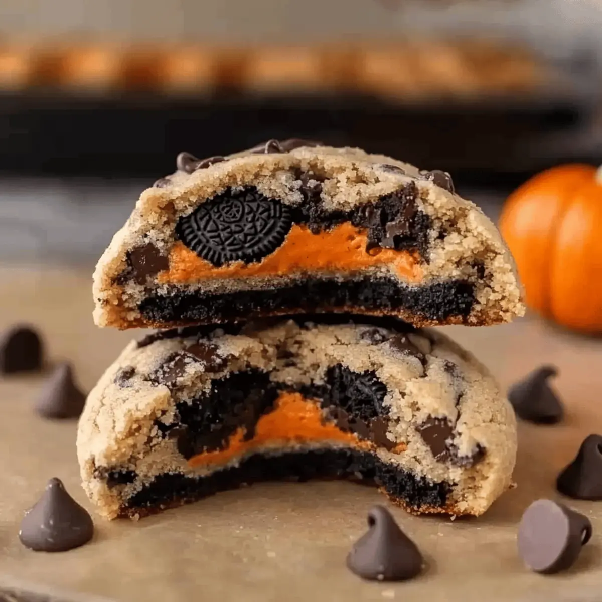 Halloween Oreo Stuffed Chocolate Chip Cookies nmdswm