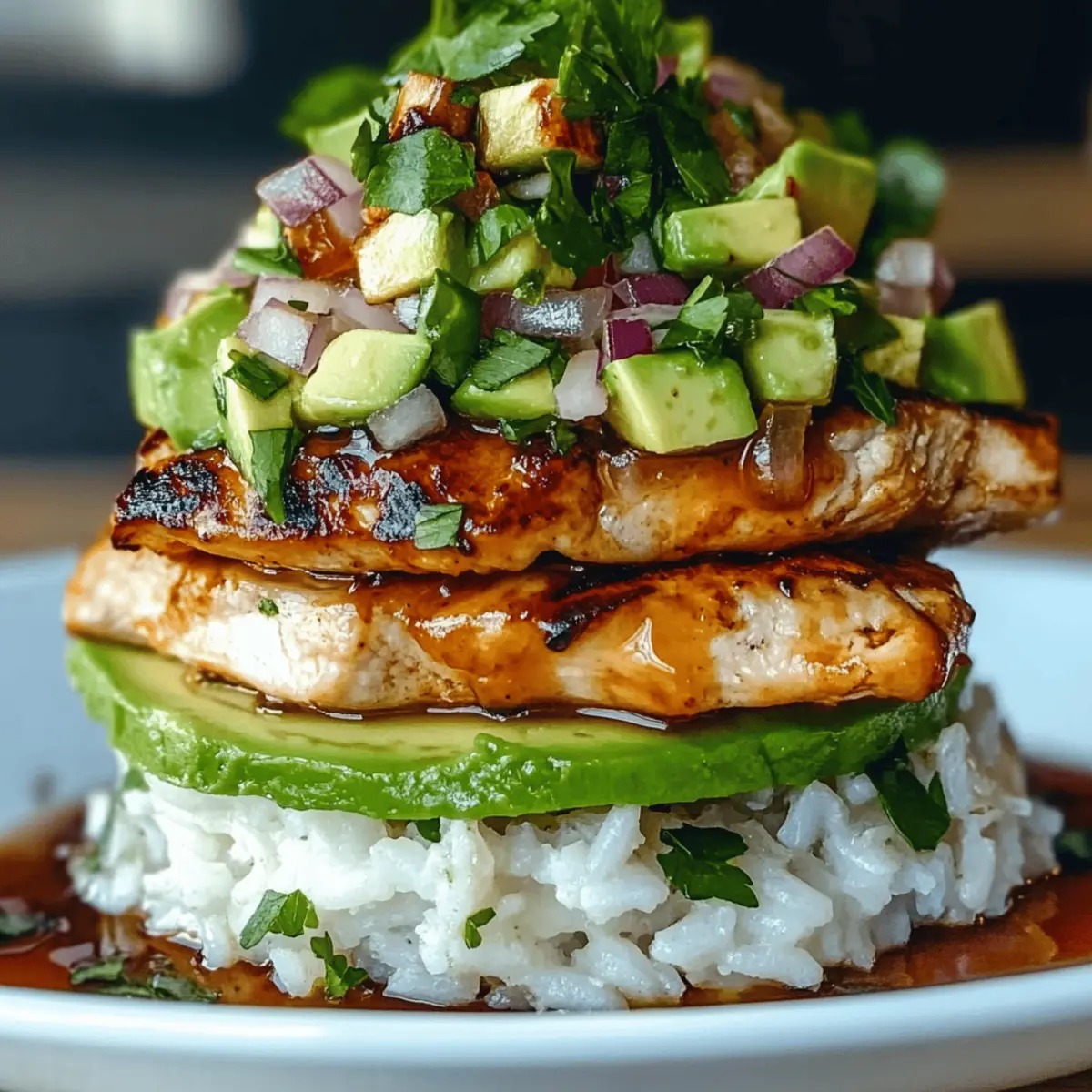 Lime Chicken Avocado Rice Stack kkygzh