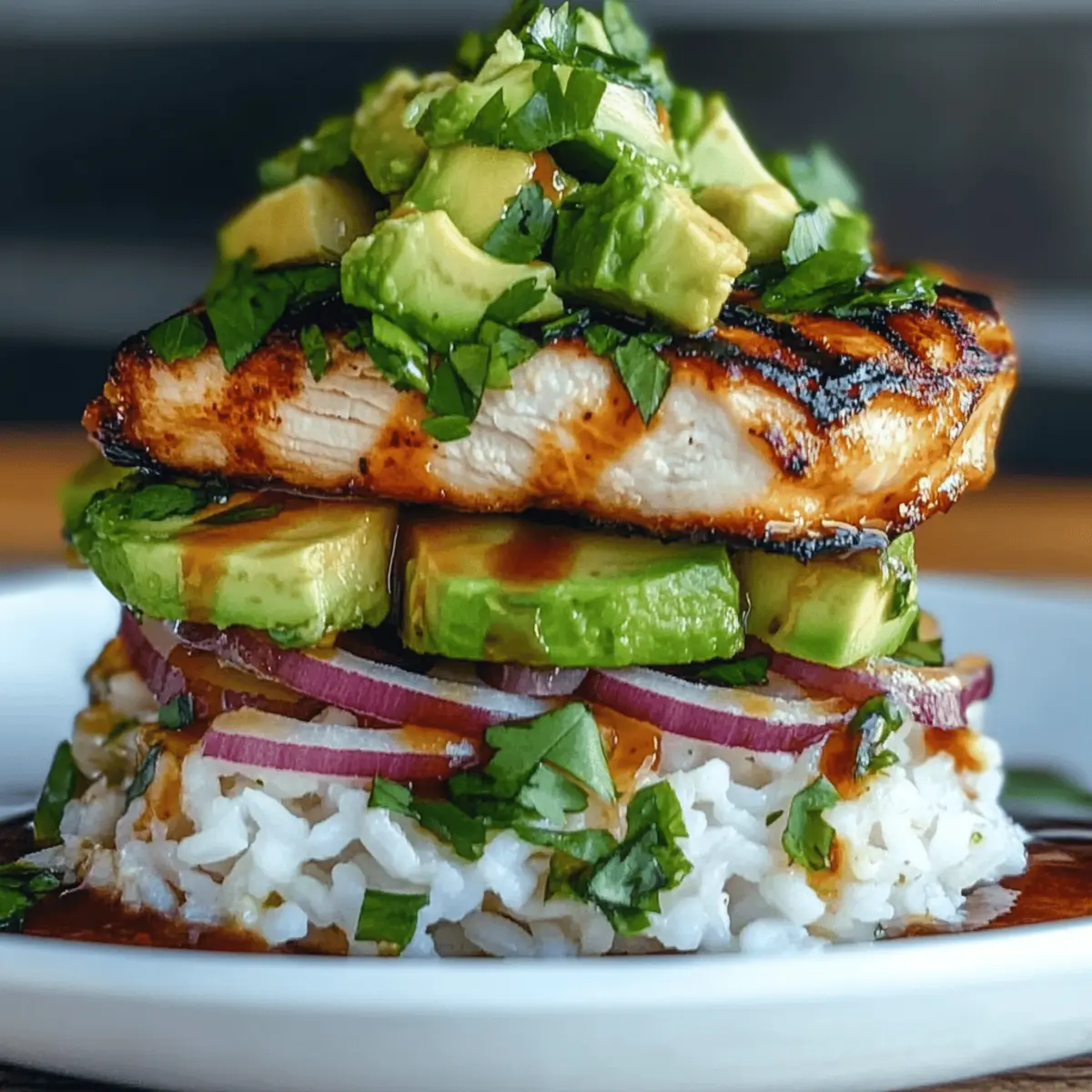 Lime Chicken & Avocado Rice Stack for a Fresh Flavor Burst