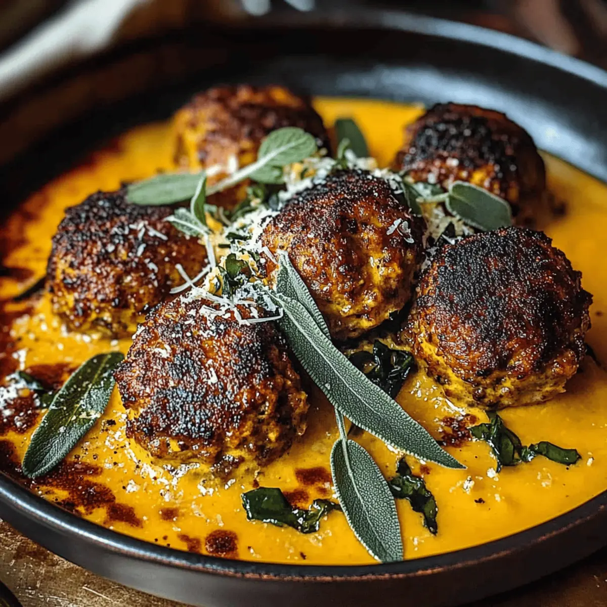 Savory Meatballs in Creamy Pumpkin Sage Sauce Delight