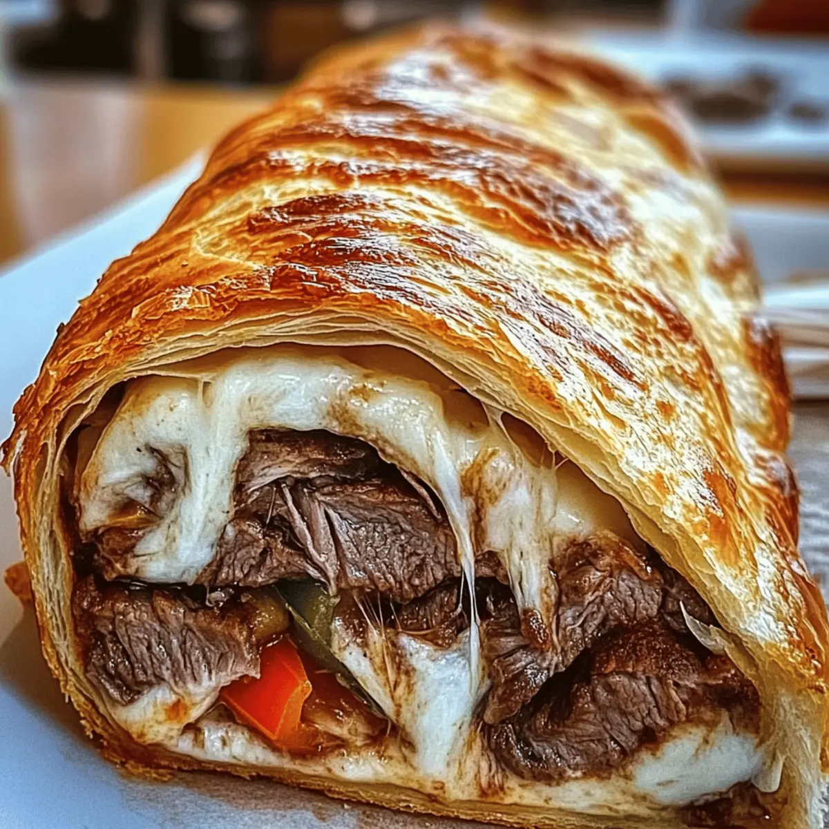 Mouthwatering Mozzarella Cheese Steak Stromboli dqwveh
