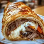 Mouthwatering Mozzarella Cheese Steak Stromboli