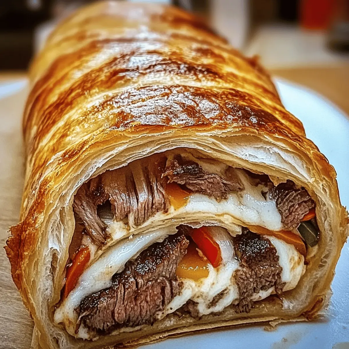 Mouthwatering Mozzarella Cheese Steak Stromboli q7nu1u