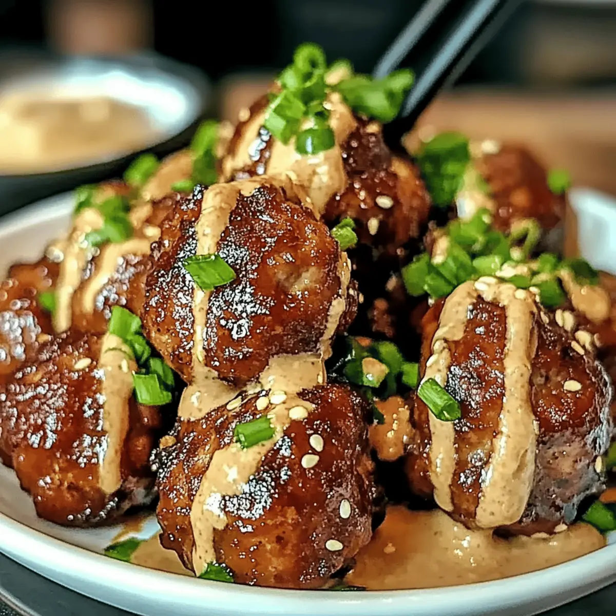 Tender Korean BBQ Meatballs with Spicy Mayo Dip u60wm5