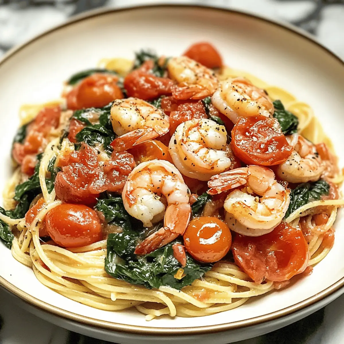 Tomato Spinach Shrimp Pasta ooa26l