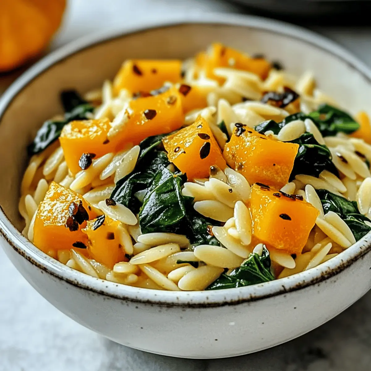 Creamy Orzo with Roasted Butternut Squash and Spinach Bliss