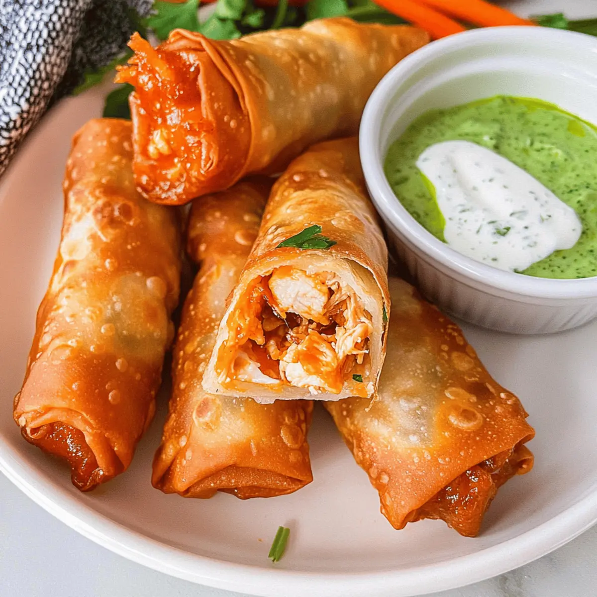 Crispy Buffalo Chicken Egg Rolls for Game Day Delight