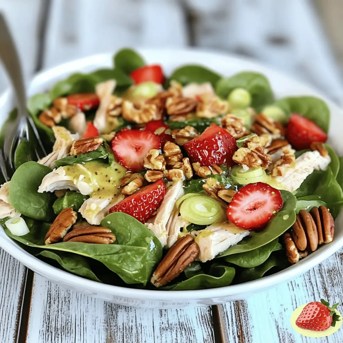 Summer’s Best Strawberry Pecan Chicken Salad with Green Tea Vinaigrette