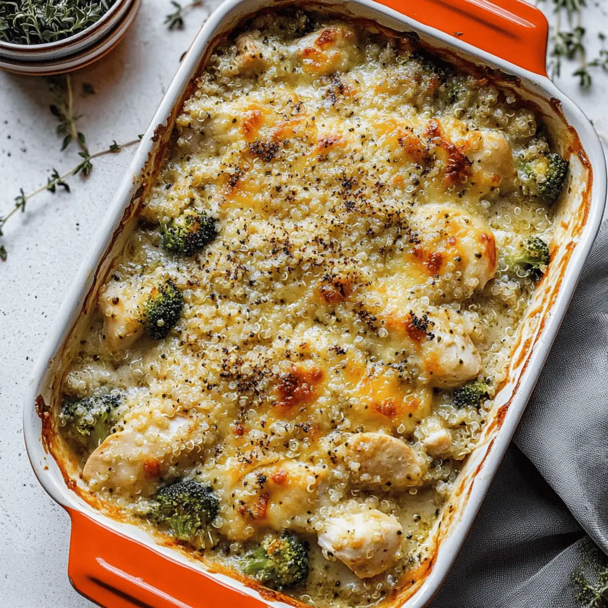 Cheesy Chicken and Broccoli Quinoa Bake aqwjqv