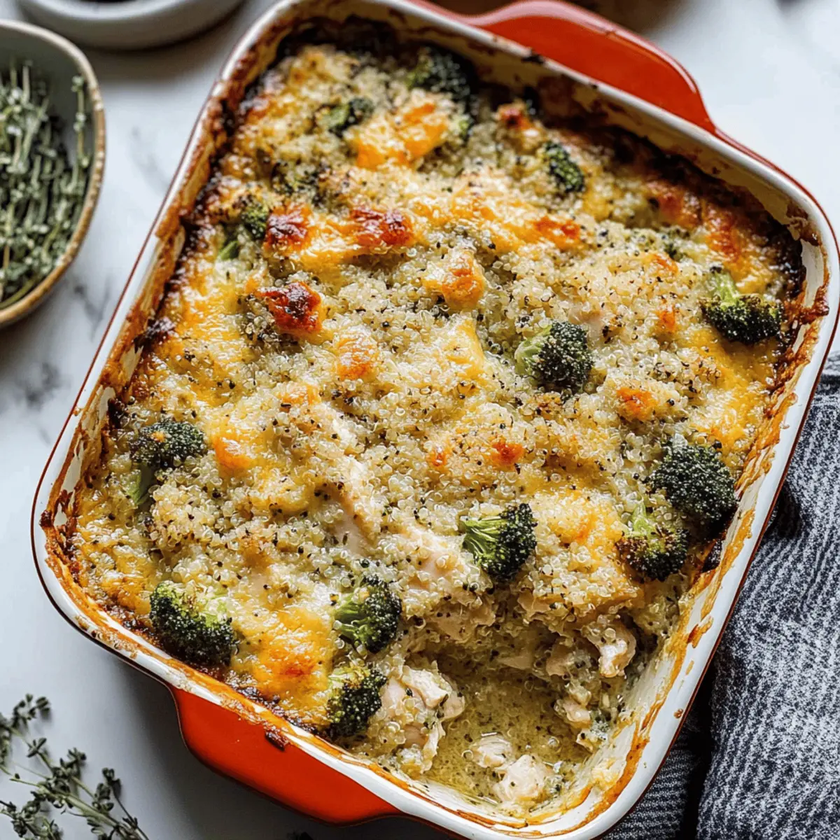 Cheesy Chicken and Broccoli Quinoa Bake kzrcey