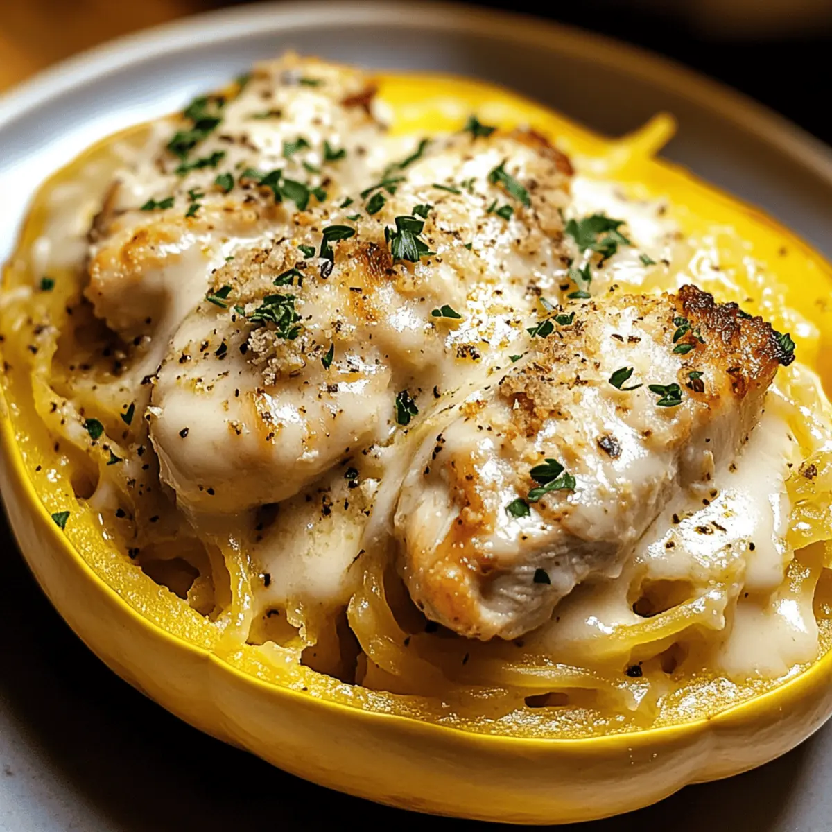 Chicken Alfredo Spaghetti Squash bq065v