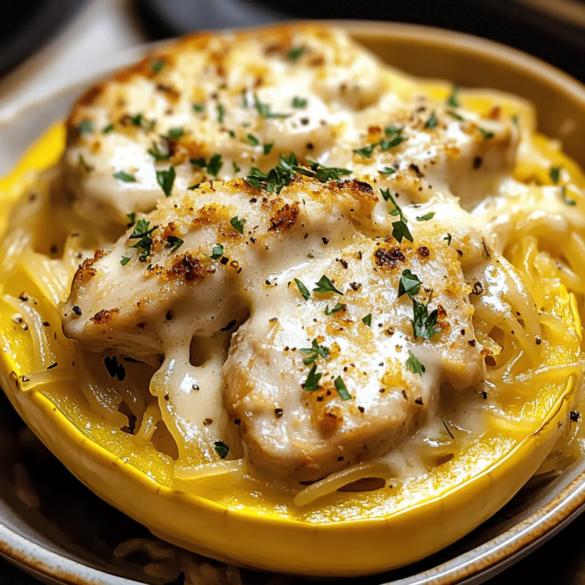 Chicken Alfredo Spaghetti Squash gjqoli