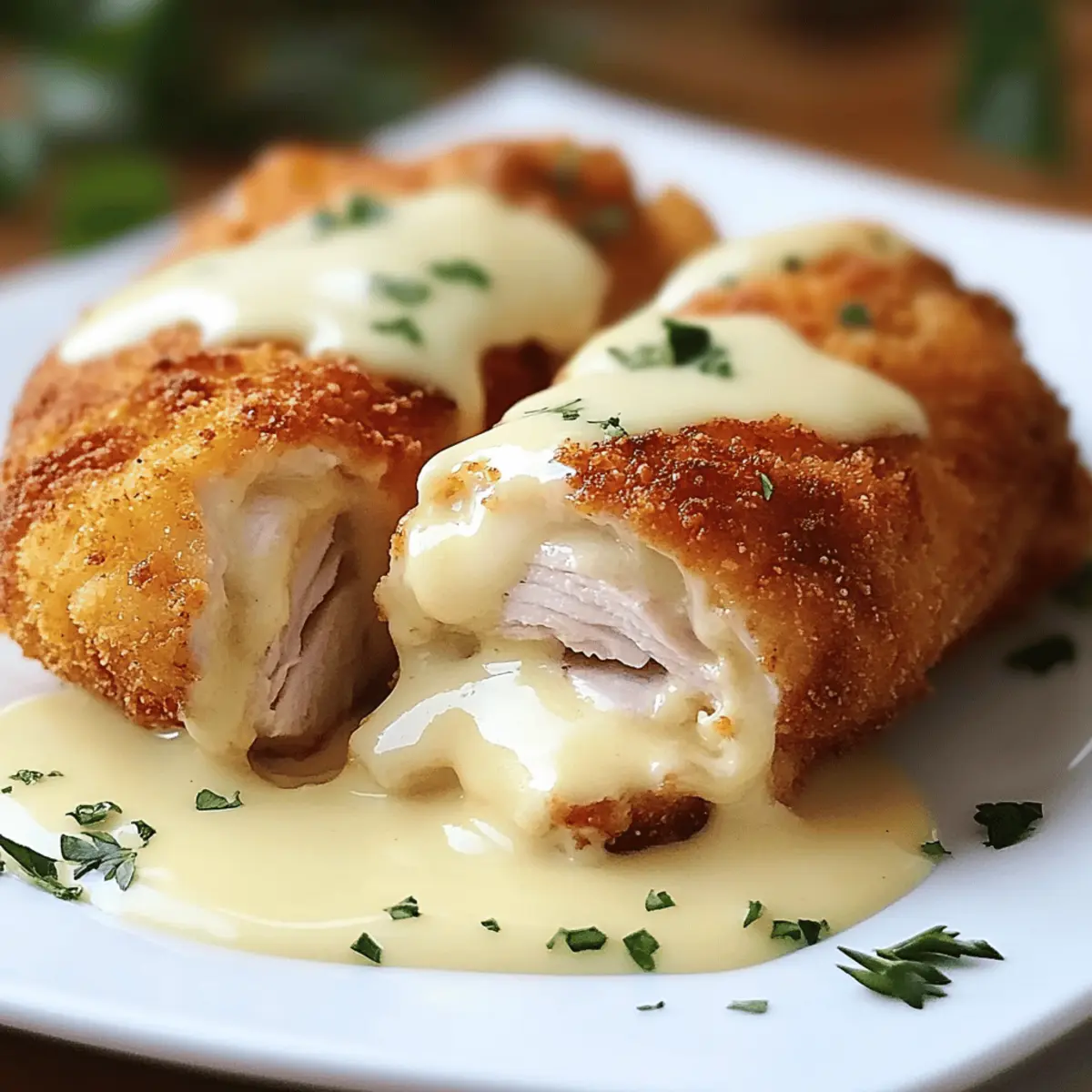 Chicken Cordon Bleu with Swiss Cheese Sauce kwosvt