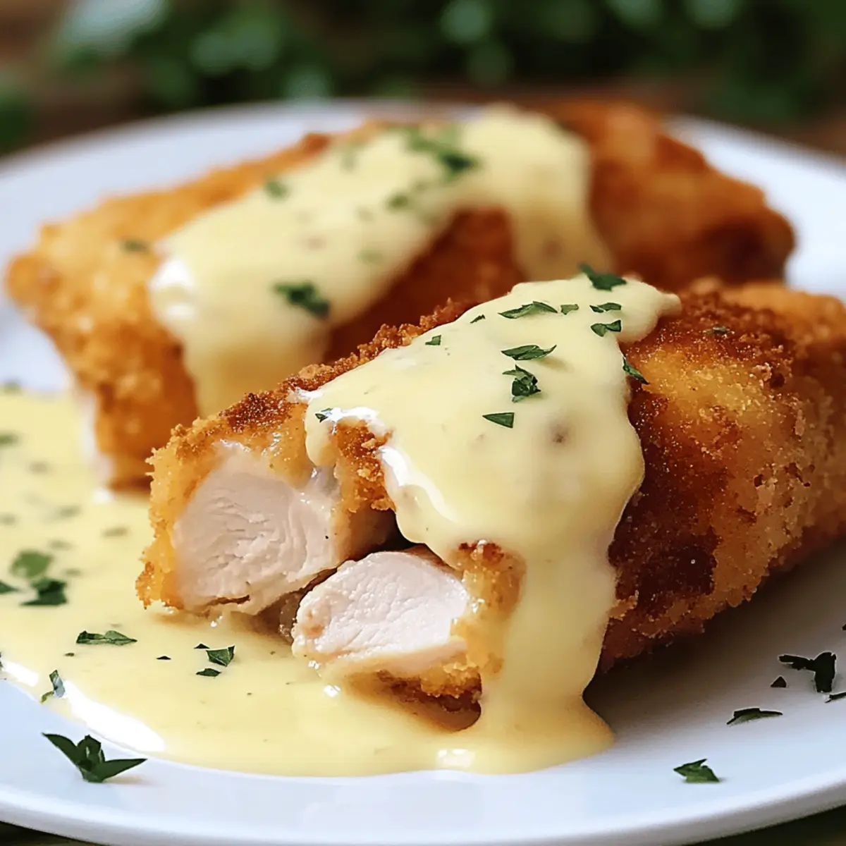 Chicken Cordon Bleu with Swiss Cheese Sauce w5p8no