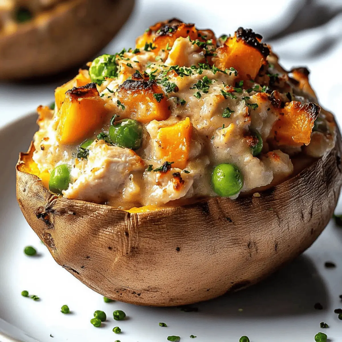 Chicken Pot Pie Stuffed Sweet Potatoes e8prnk