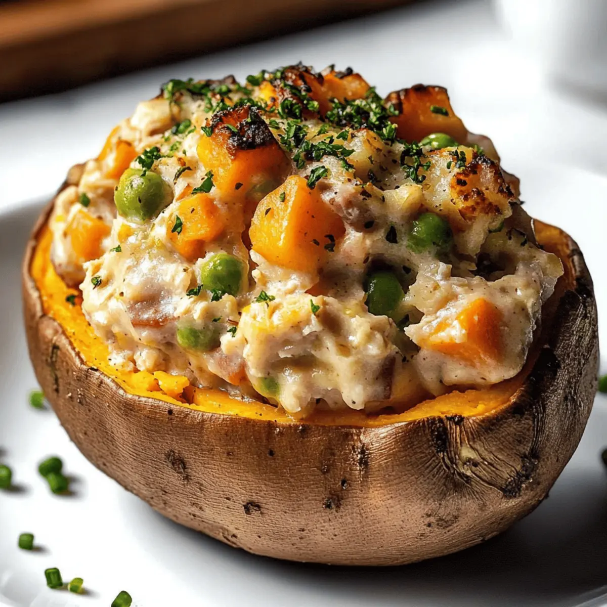 Chicken Pot Pie Stuffed Sweet Potatoes ooe4ni