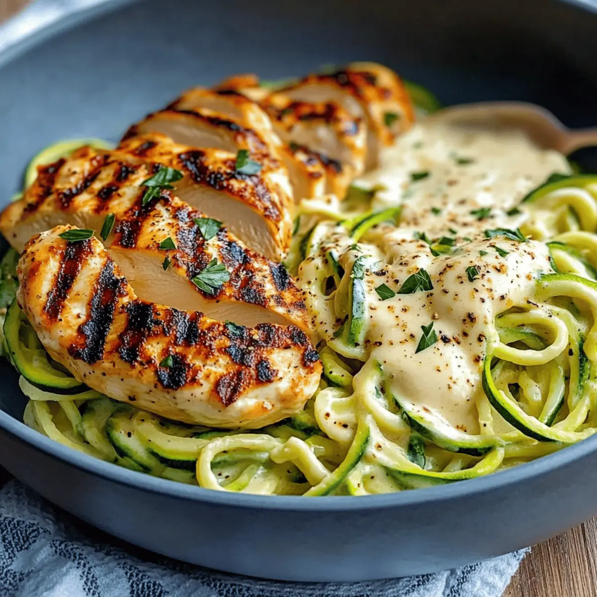 Creamy Zucchini Noodle Chicken Alfredo qhff4p
