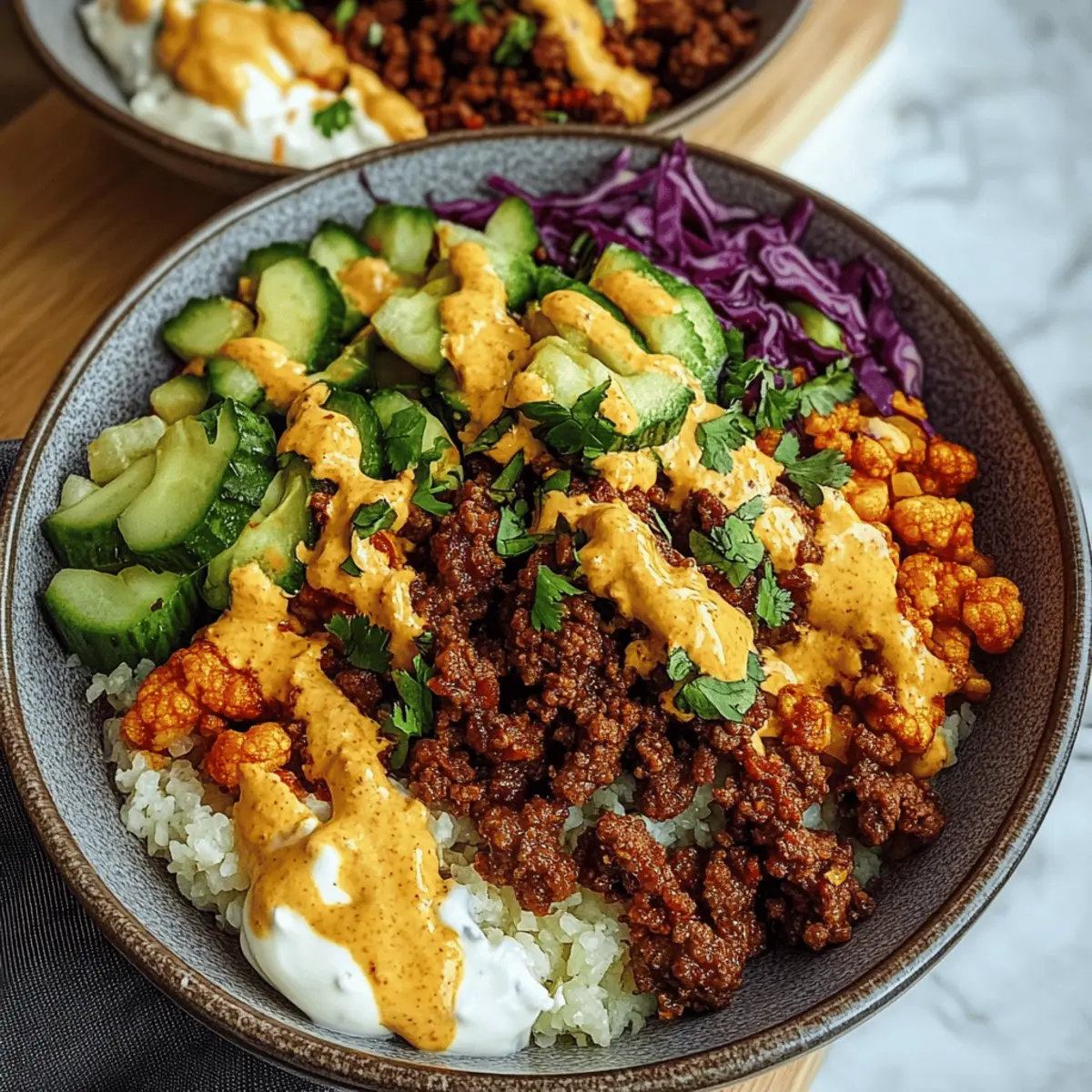 Crispy Chile Ground Beef and Cauliflower Protein Bowls You’ll Love