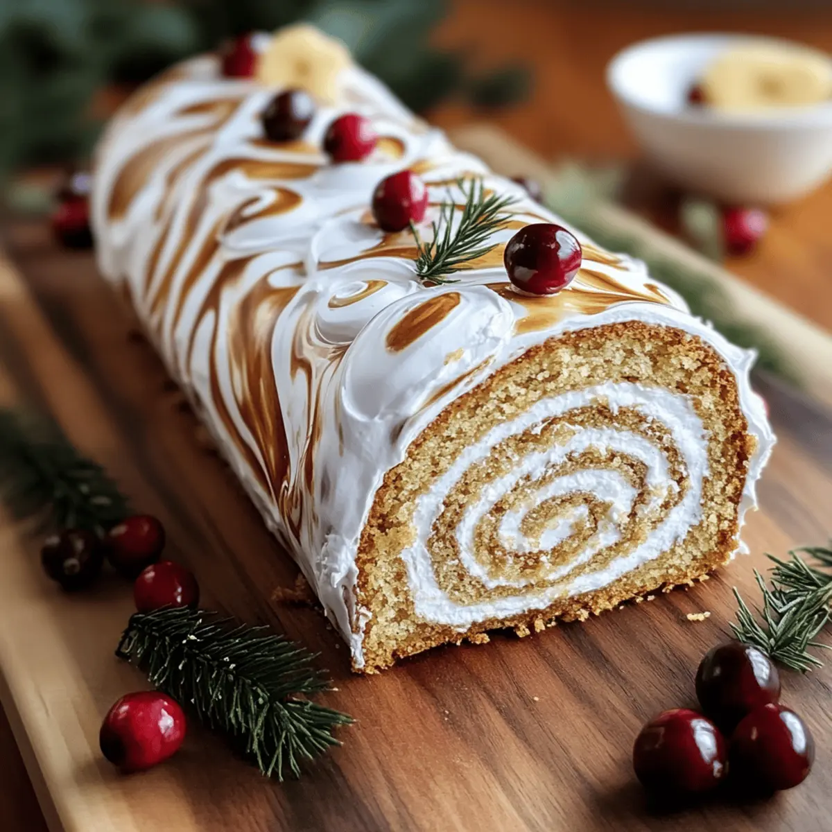 Ginger Bread Yule Log Cake: Cozy Holiday Dessert Bliss