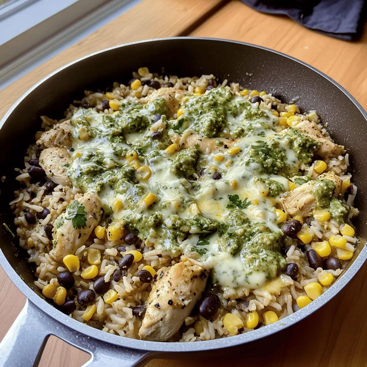 Salsa Verde Chicken Rice Skillet lov2oe