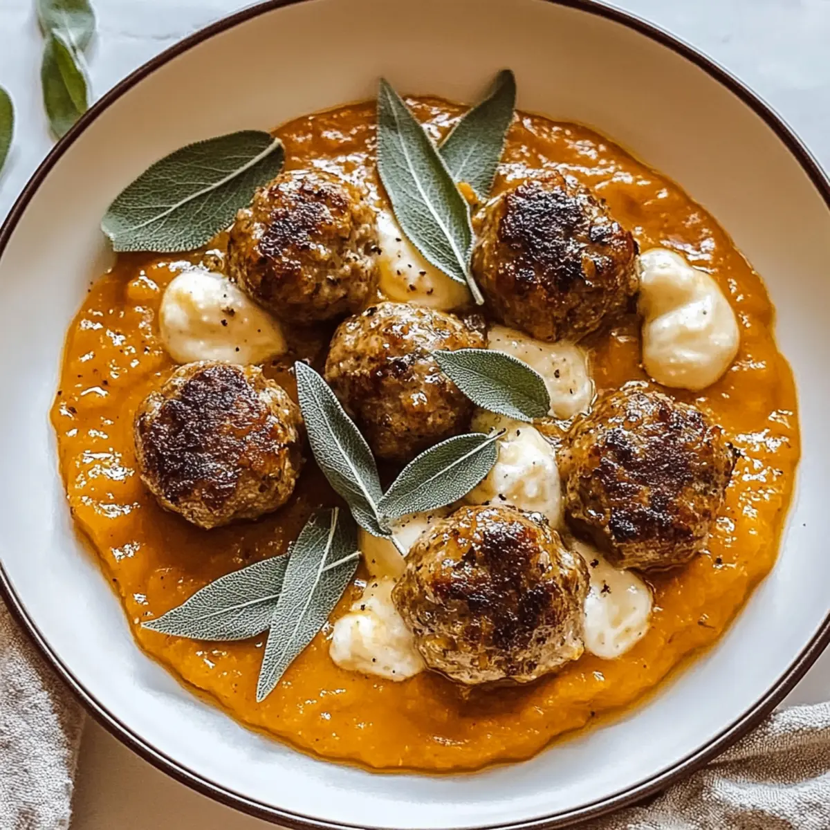 Savory Turkey Meatballs in Creamy Pumpkin Sage Bliss