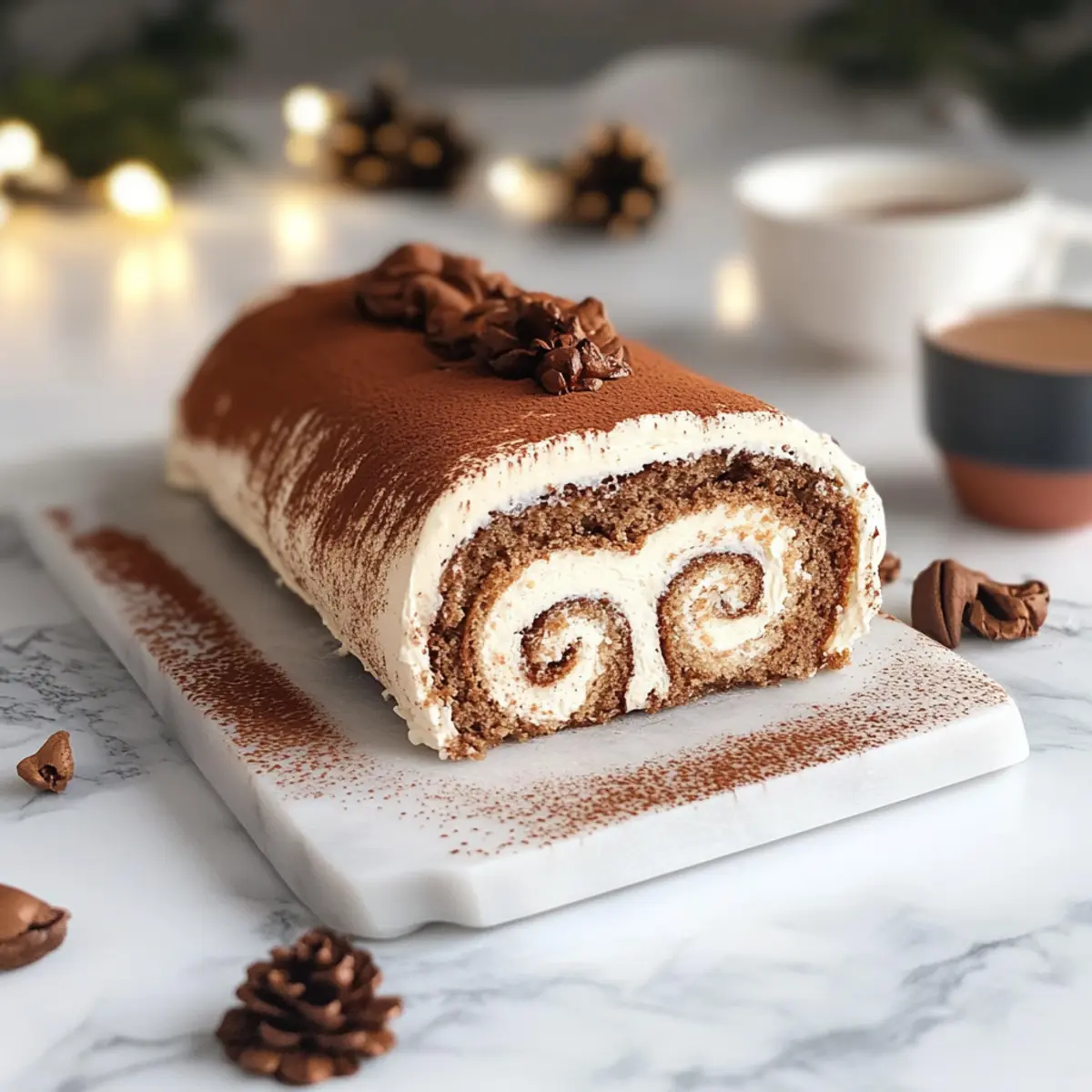 Delicious Tiramisu Yule Log Cake for Holiday Bliss