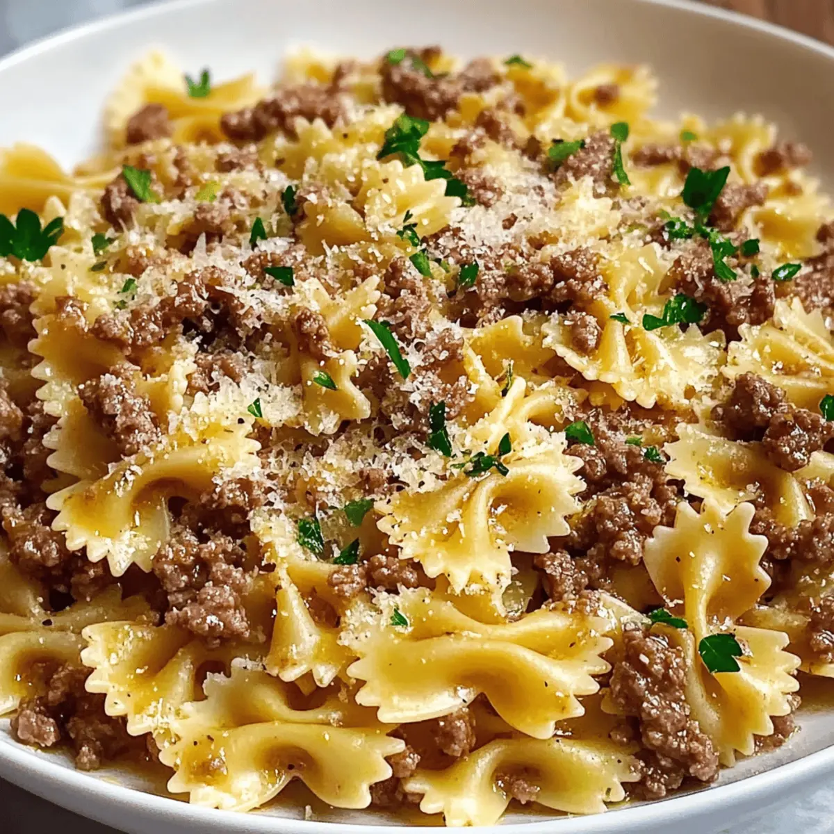 Garlic Butter Bowtie Pasta with Ground Beef for Cozy Nights