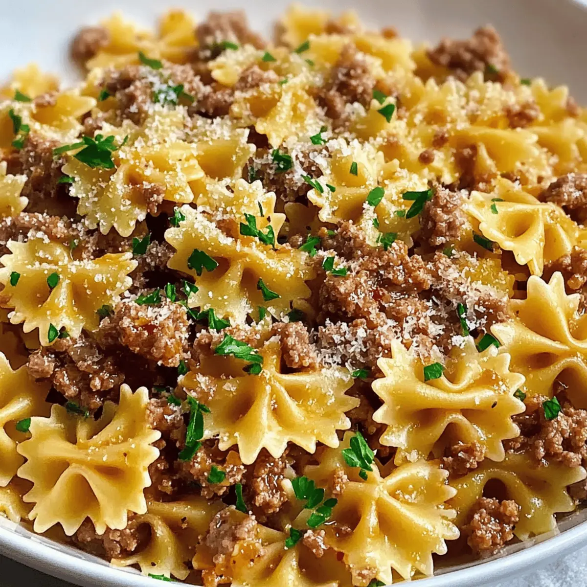 Garlic Butter Bowtie Pasta with Ground Beef zpjqga