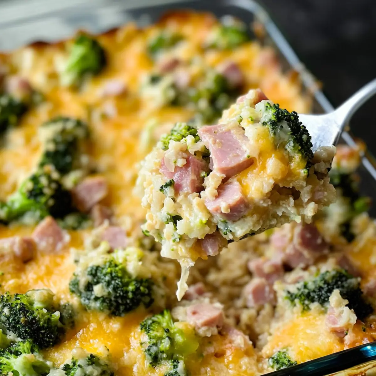 Irresistible Ham Casserole with Broccoli and Cauliflower Rice