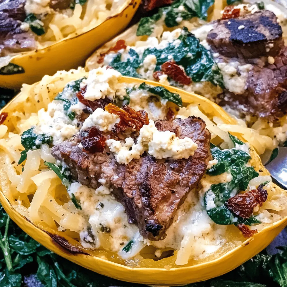 Keto Low Carb Steak Gorgonzola Alfredo Spaghetti Squash yw7o33