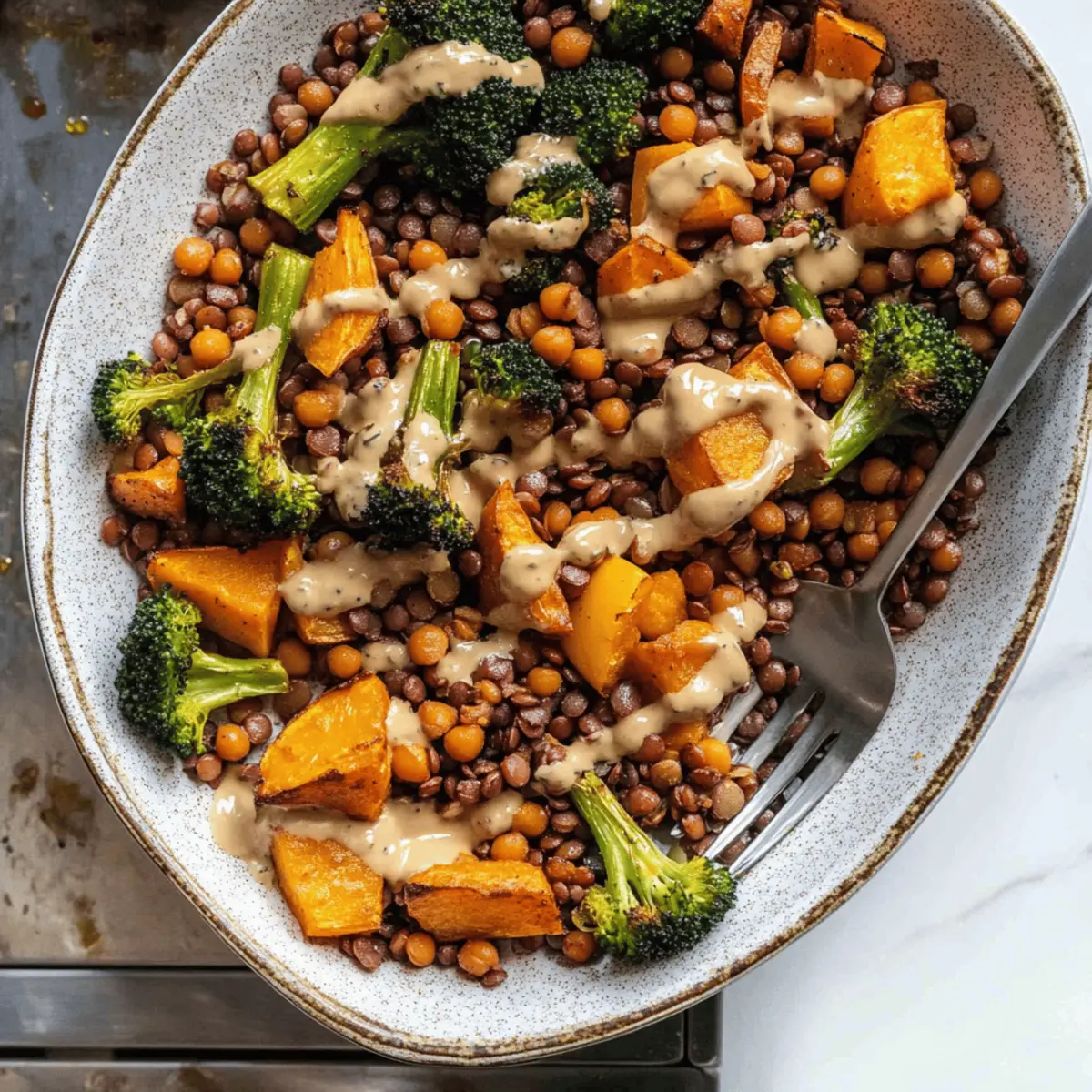 Roasted Lentils Sheet Pan Meal with Maple Tahini Dressing ftjtv6