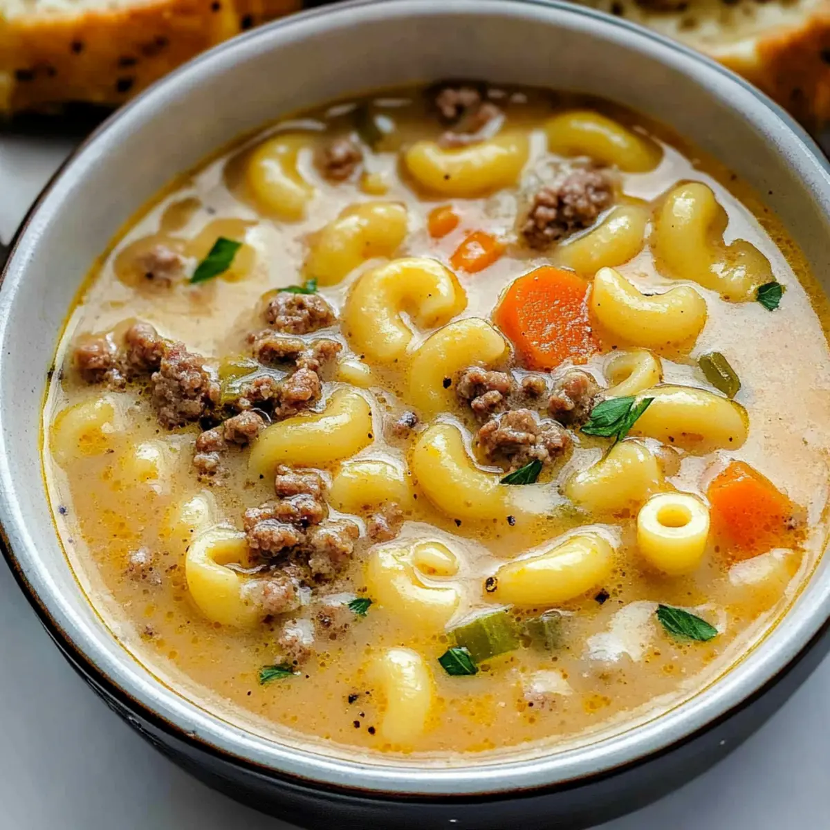 Hearty Macaroni Cheeseburger Soup for Cozy Family Nights