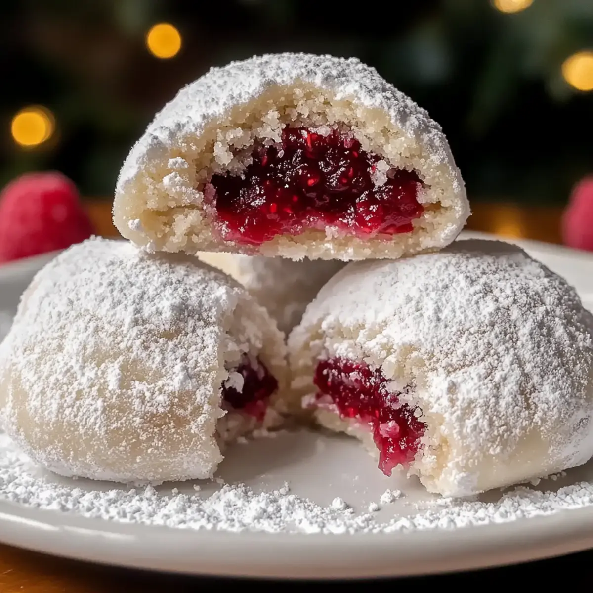 Raspberry-Filled Almond Snowball Cookies for Sweet Memories