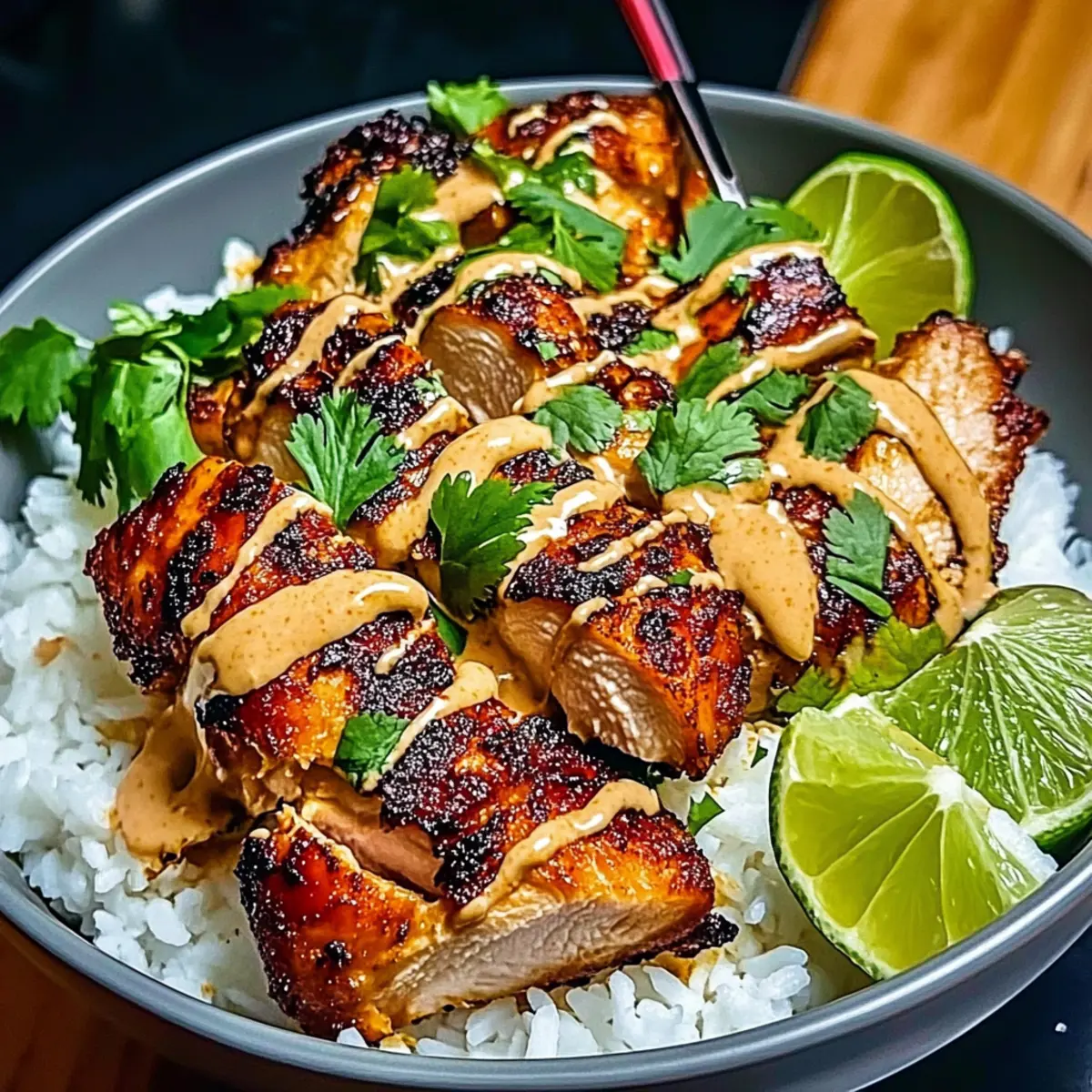 Sweet Chili Chicken Bowl with Coconut Lime Drizzle Delight