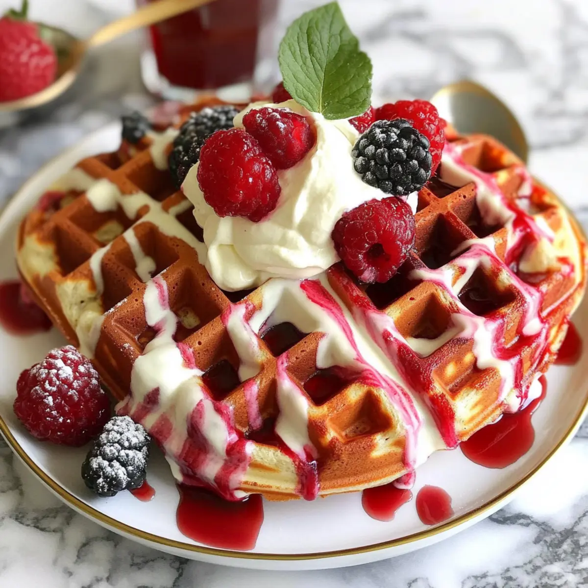 Irresistible Red Velvet Marble Waffles for a Dreamy Breakfast