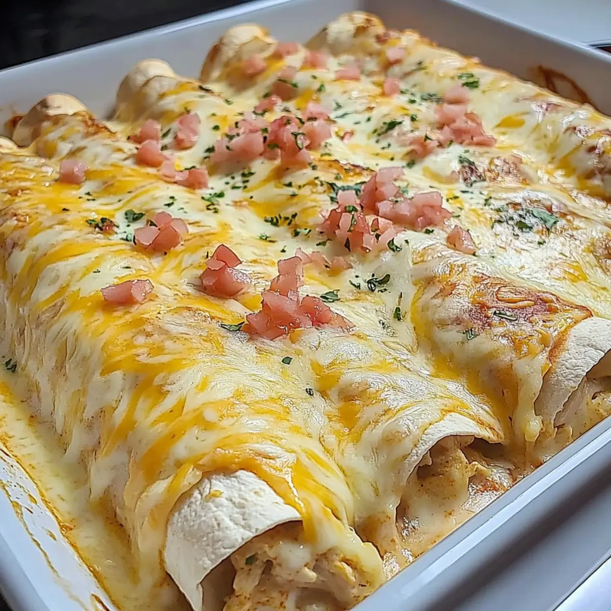 Cheesy Queso Chicken Enchiladas Bake for Effortless Comfort