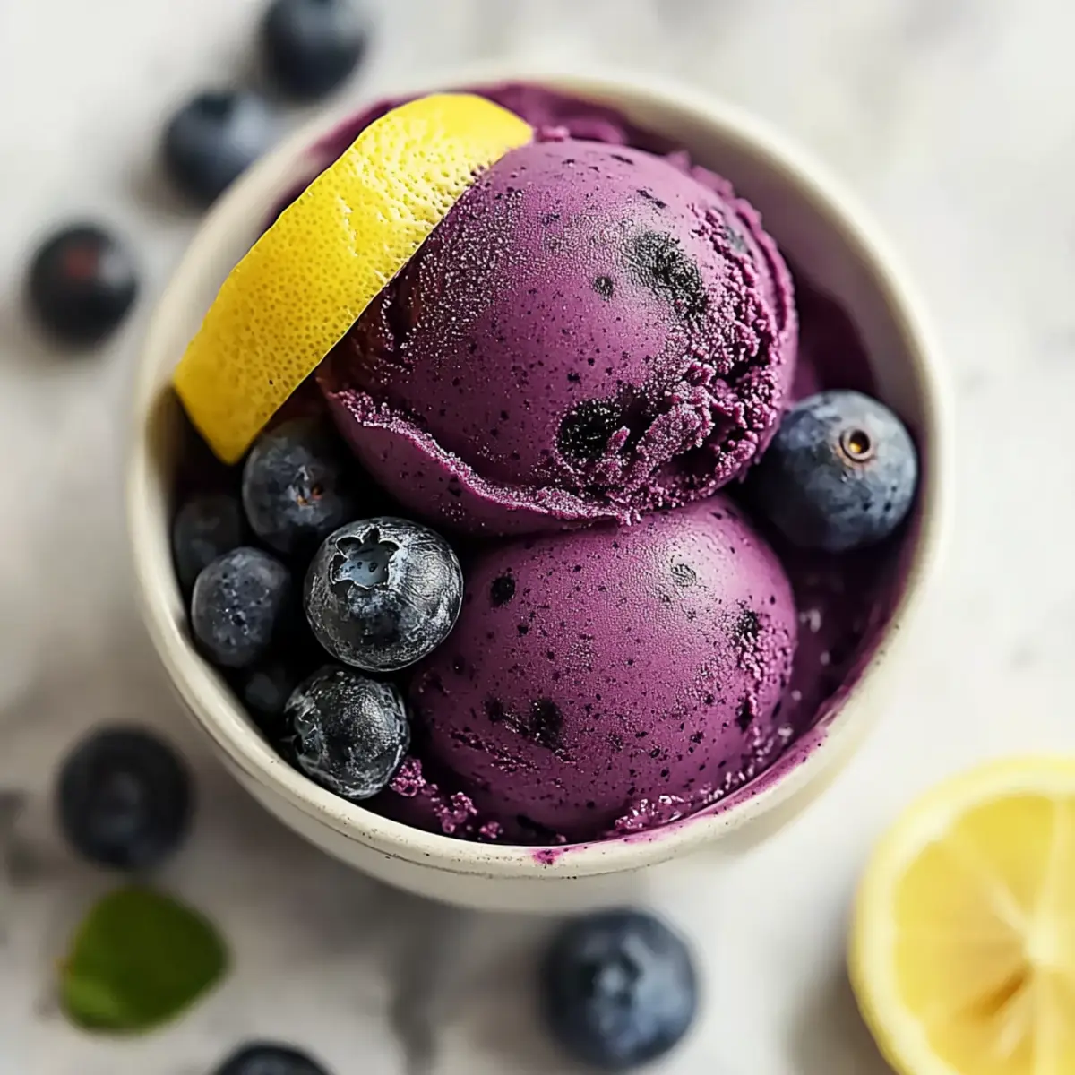 Refreshing No Churn Blueberry Lemon Sorbet for Hot Days