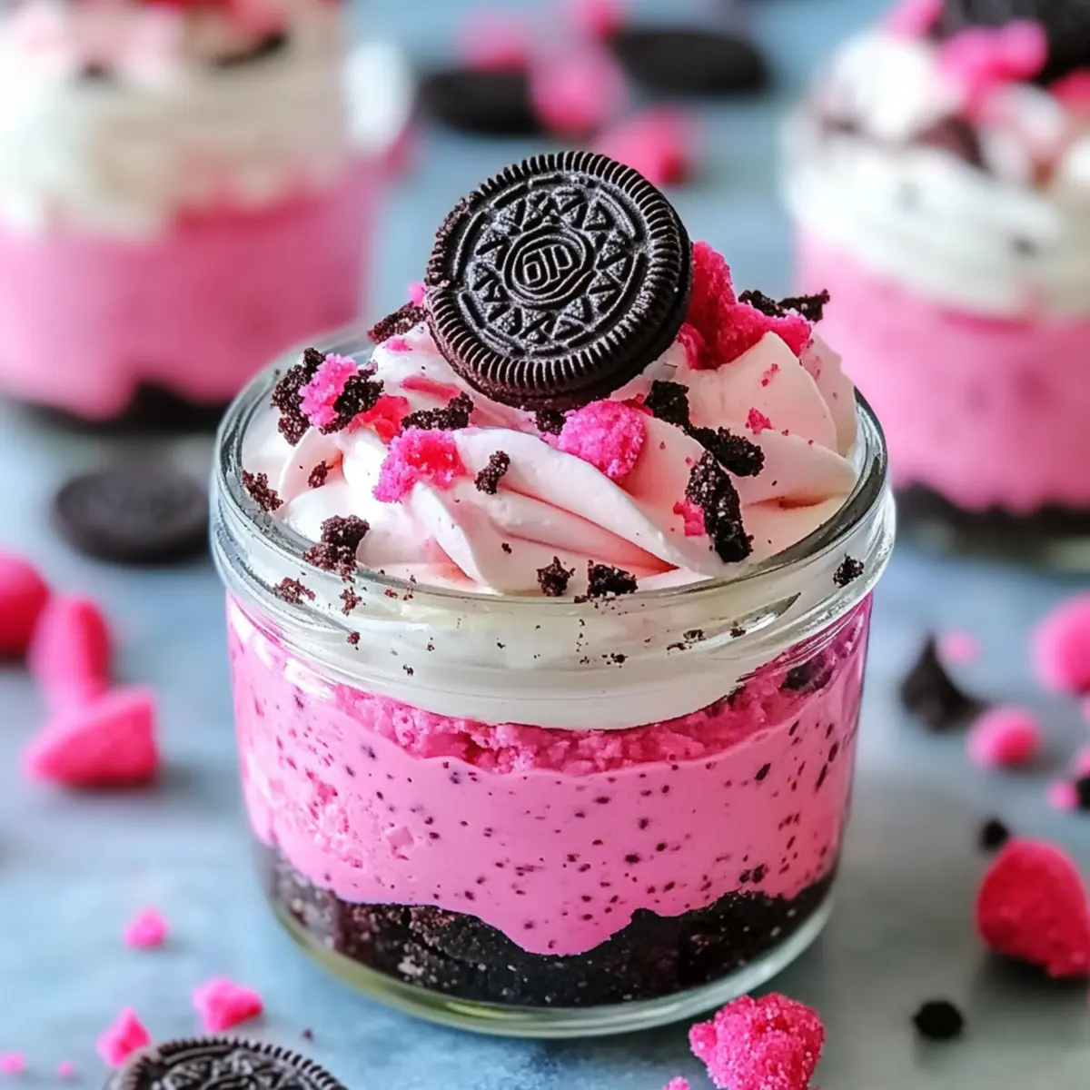 No-Bake Pink Oreo Cheesecake Jars for Sweet Indulgence