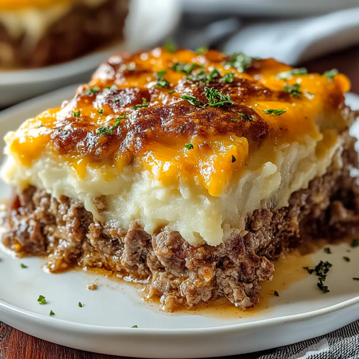 Savory Meatloaf with Cheesy Mashed Potatoes Delight