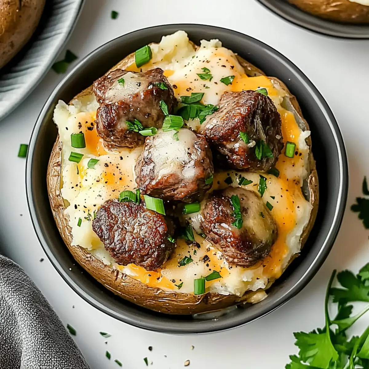 Baked Potato with Steak Bites for Ultimate Comfort Food Bliss