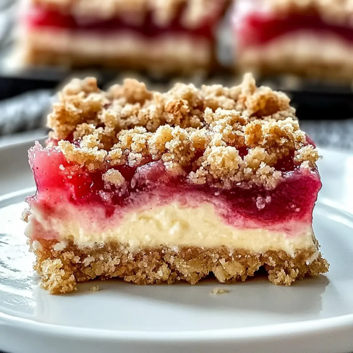 Creamy Rhubarb Cheesecake Crumble Bars You’ll Crave!