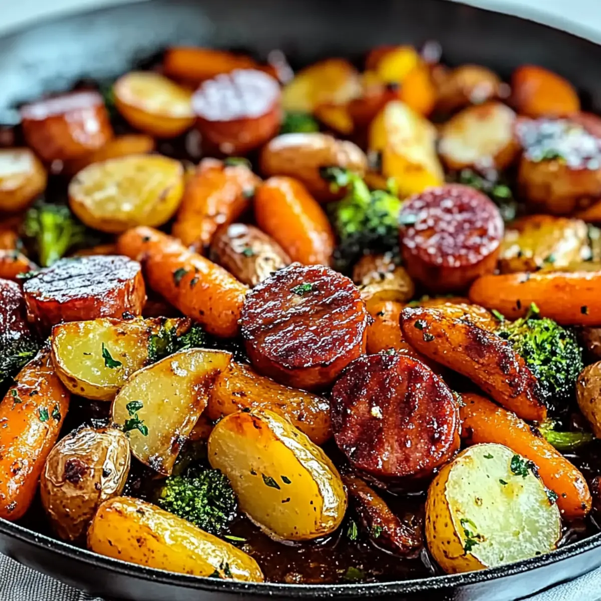 One-Pan Honey Garlic Kielbasa & Veggies for Effortless Dinner Delight