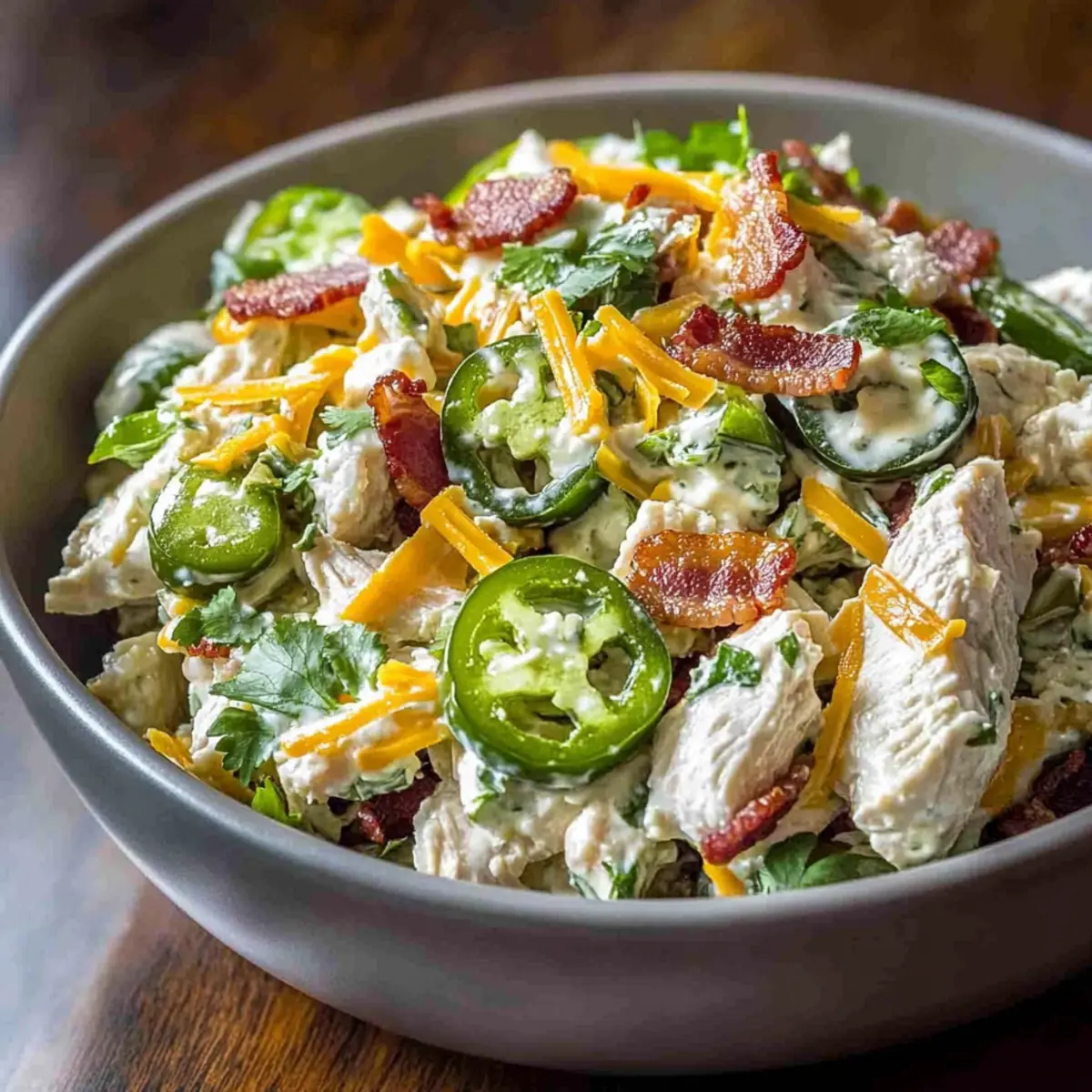 High Protein Jalapeño Popper Chicken Salad with Bacon Delight