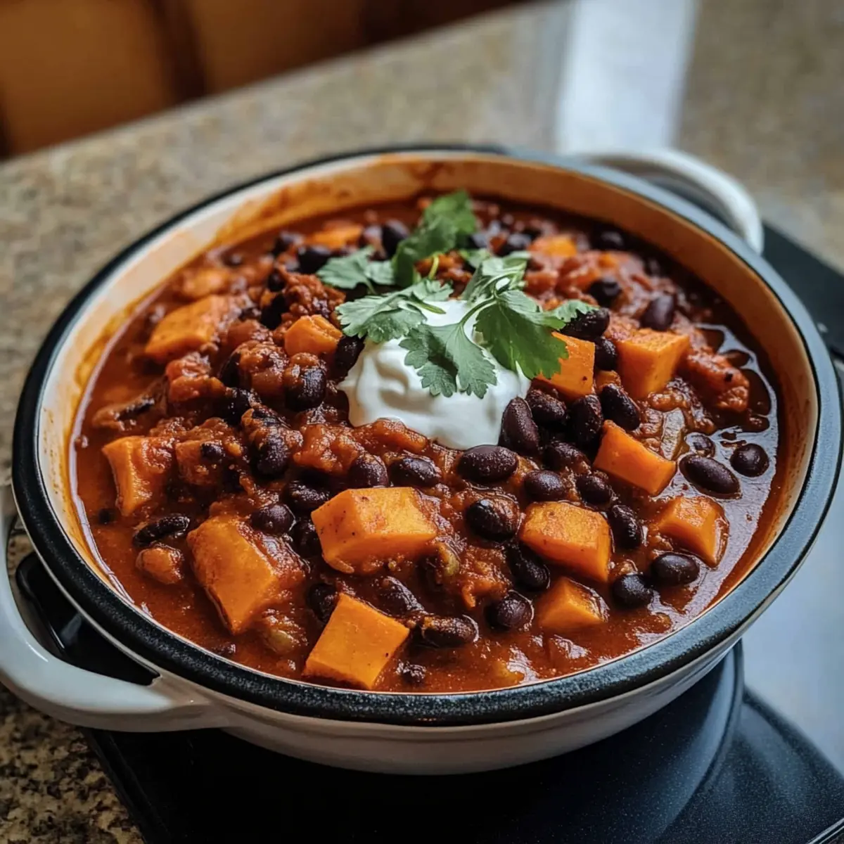 Cozy Sweet Potato & Black Bean Vegetarian Chili Recipe