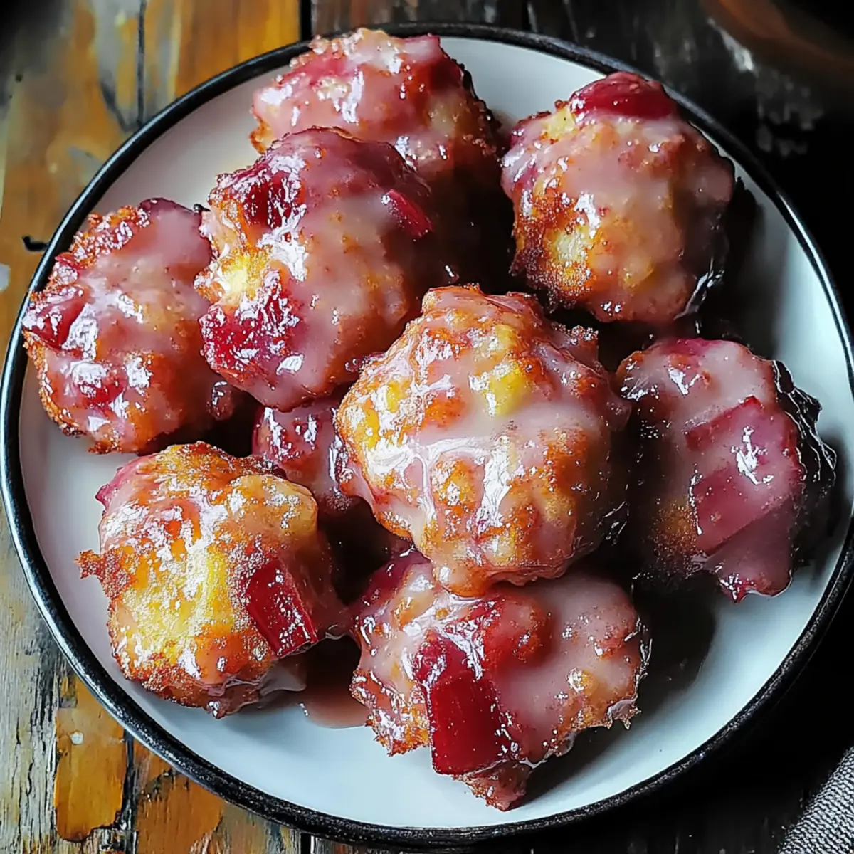 Crispy Rhubarb Fritters with Sweet Vanilla Glaze Delight