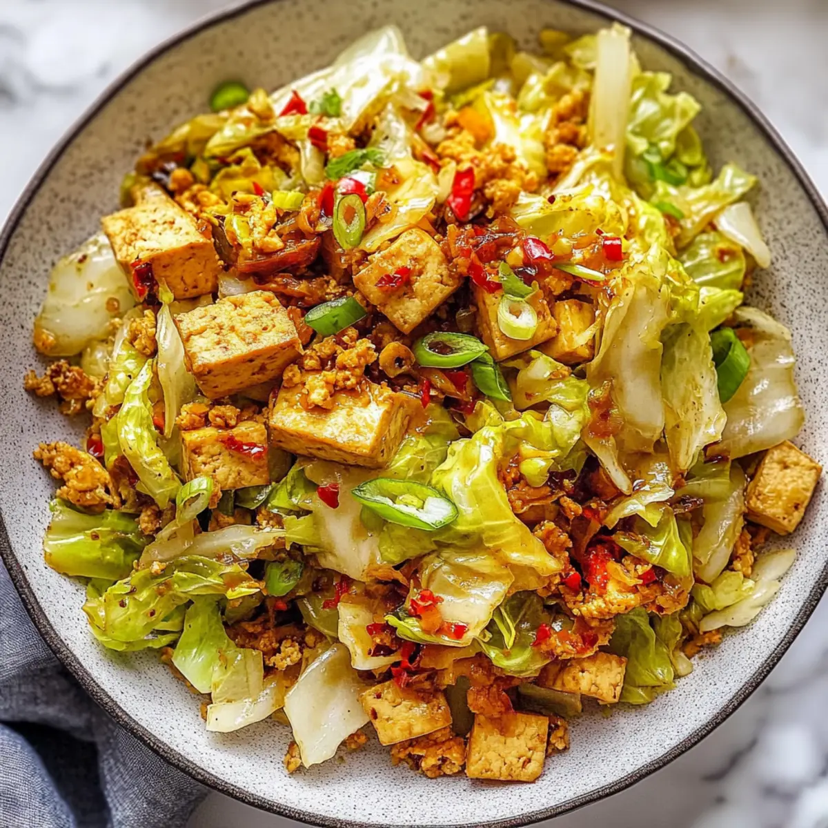 Savory Tofu Cabbage Stir Fry Ready in Just 20 Minutes